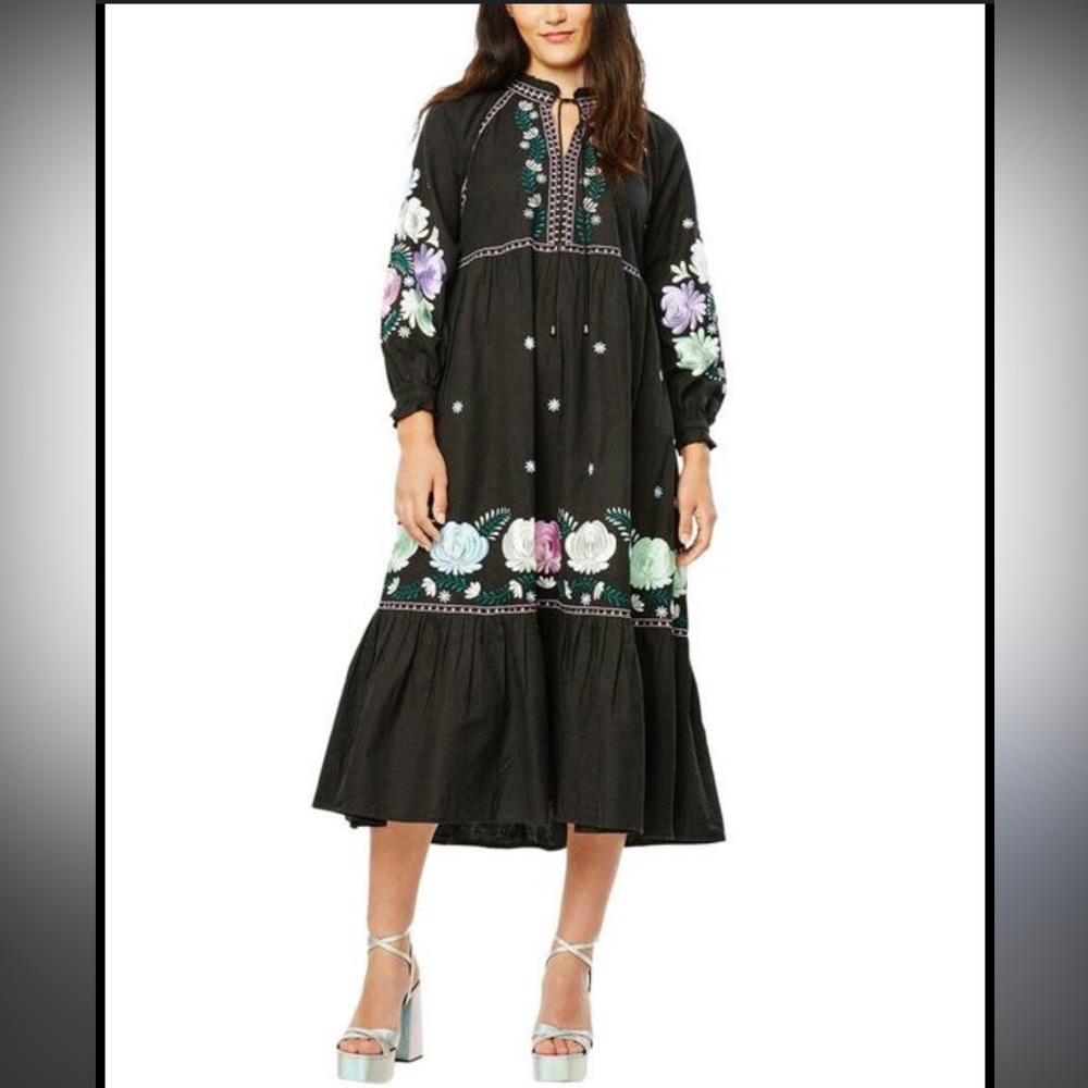 Roberta Roller Rabbit Lucena Embroidered Linen Blend Dress